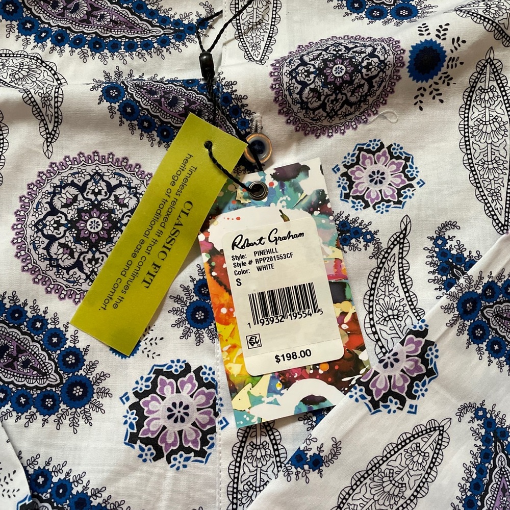 NWT ROBERT GRAHAM designer shirt paisley shirt - Picture 7 of 8